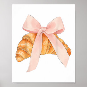 Poster Coquette Bow Rose Croissant Cuisine Baking Baker P