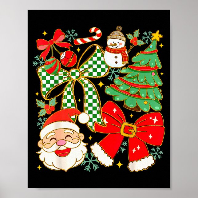 Poster Coquette Bow Santa Claus Merry Christmas Women Xma (Devant)