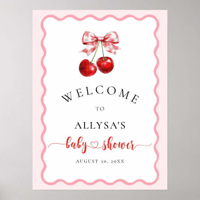 Poster Coquette Cerise sur le Baby shower Wavy Accueil (Devant)