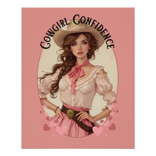 Poster Coquette Cowgirl Western Mode Portrait