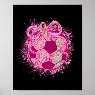 Poster Coquette de football Ruban rose de sensibilisation