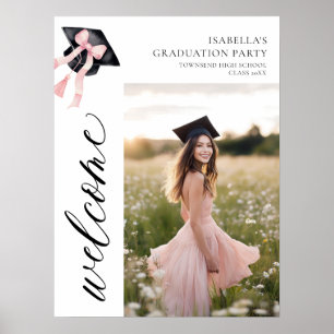 Poster Coquette de graduation moderne rose Bow Bienvenue