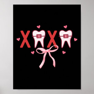 Poster Coquette Dent Xoxo Dentiste Hygiéniste Équipe Dent