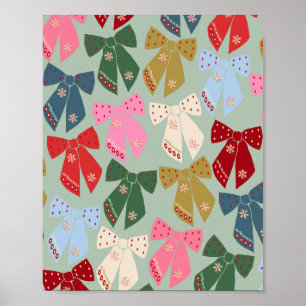 Poster Coquette des vaches de Noël rétro