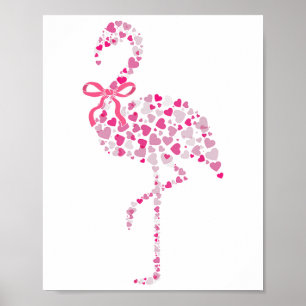 Poster Coquette Flamant rose Coeur mignon Valentines rose
