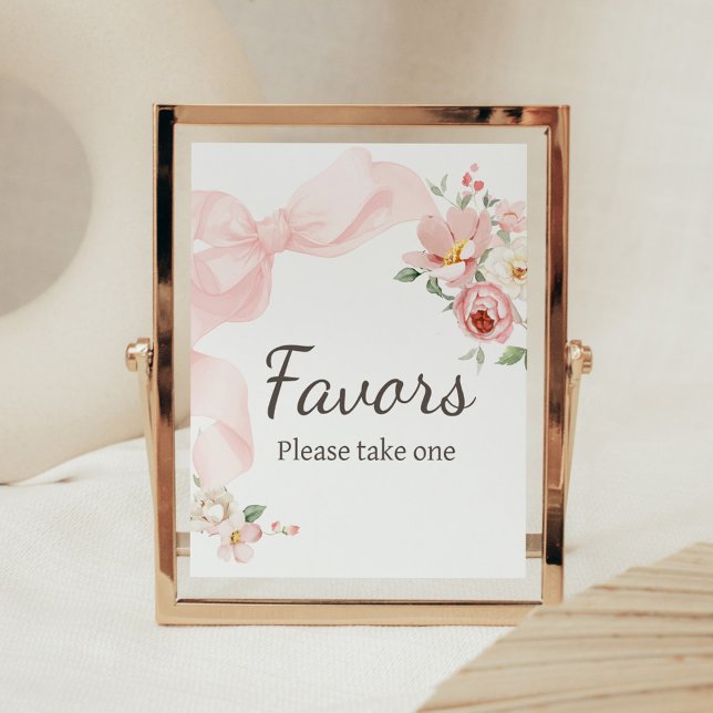 Poster Coquette florale bébé en fleur Baby shower Faveurs (Baby in Bloom Floral Coquette Favors Sign)