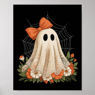 Poster Coquette Ghost Halloween Fleur Ghost Lace Éffrayan