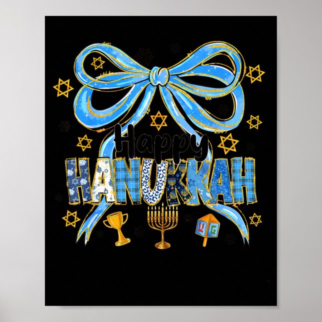 Poster Coquette Hanukkah Bow Jewish Bow Menorah Bow Women (Devant)