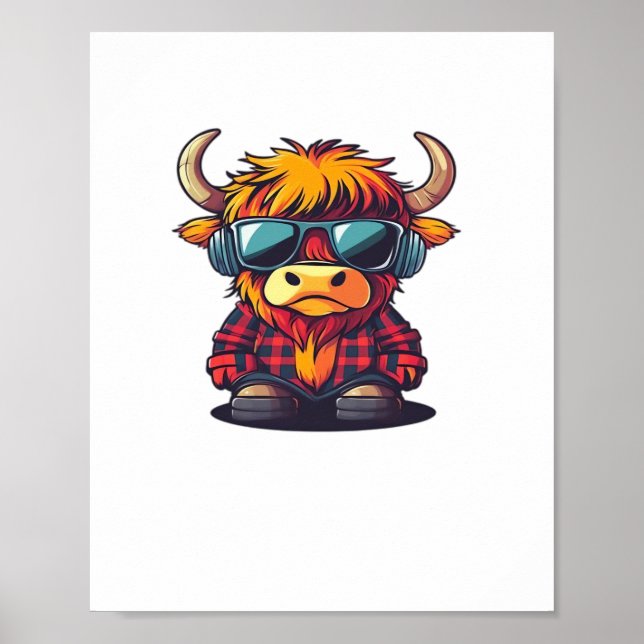 Poster Coquette Highland Cow Bubblegum Tshirt Design, Hol (Devant)