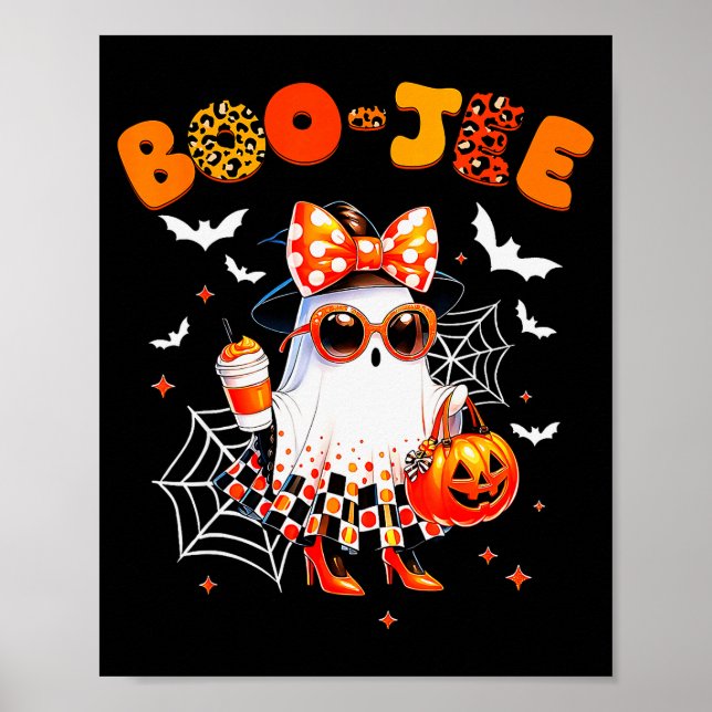 Poster Coquette Leopard Ghost Coffee Boo-jee Halloween Bo (Devant)