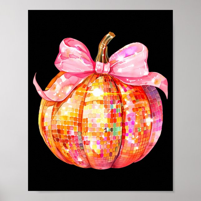Poster Coquette Pumpkin Bow Disco Ball Cute Girly Hallowe (Devant)