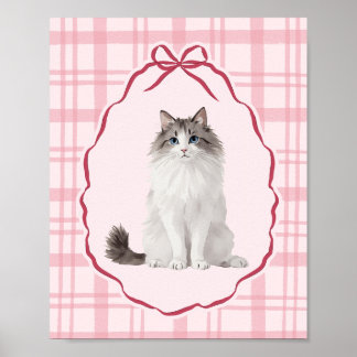Poster Coquette Rag Doll Cat Pink Watercolor