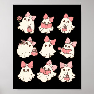 Poster Coquette rose Bow mignonne Ghost Halloween Mers Éf