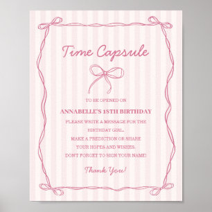 Poster Coquette rose Bow Temps Capsule Anniversaire Jeu