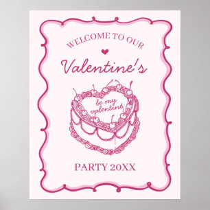 Poster Coquette rose Cerise Cake Valentines Accueil