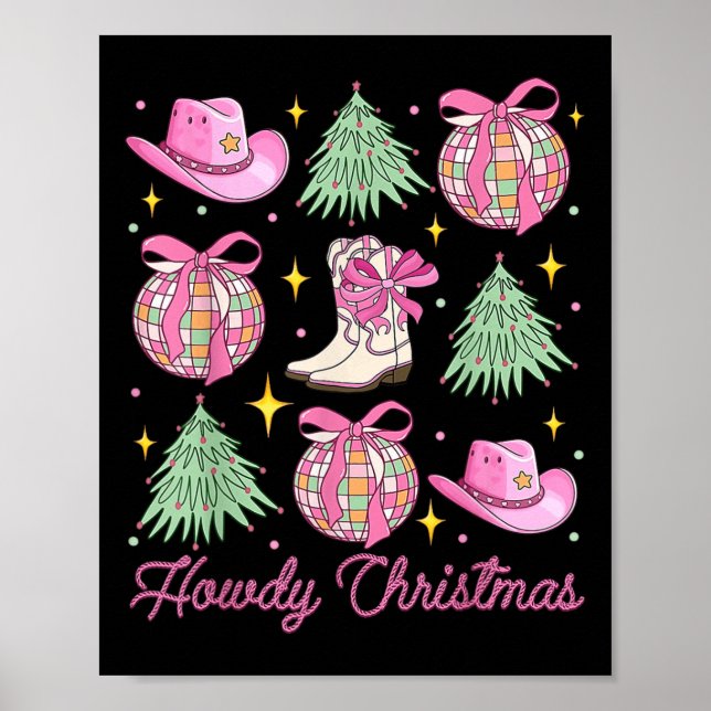 Poster Coquette rose de Noël Bow Xmas Tree (Devant)