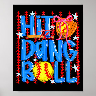 Poster Coquette Softball Frappez la balle Bow