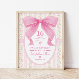 Poster Coquette Sweet 16 Rose Bow Bienvenue