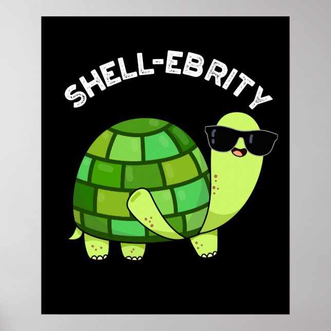 Poster Coquetterie célébrité Funny Tortoise Pun Dark BG (Devant)