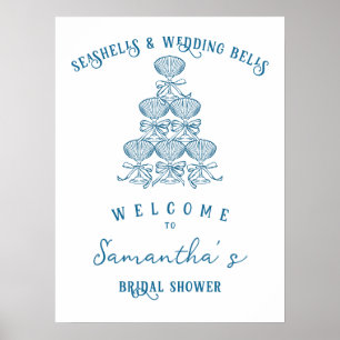 Poster Coquillages et Cloches de Mariage Bienvenue à la F