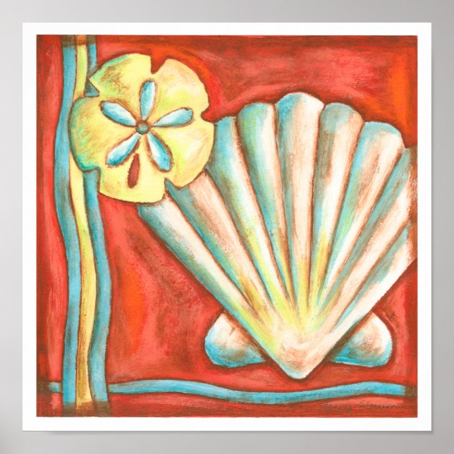 Poster Coquillages Rustiques Orange (Devant)
