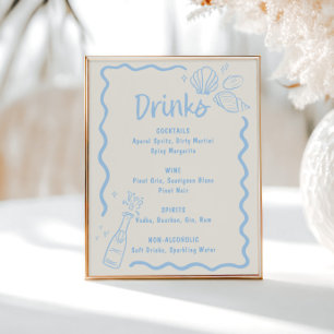 Poster Coquillages Squiger Frame Soft Blue Bar Menu