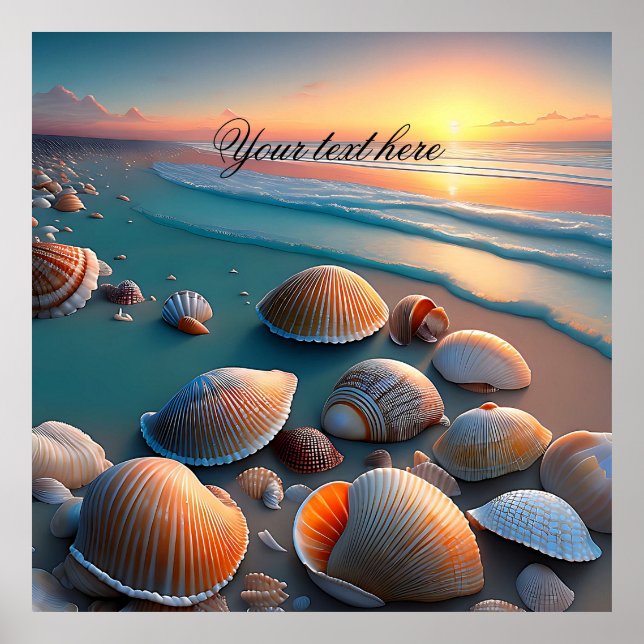 Poster Coquillages sur la plage (Devant)