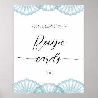 Poster Coquille Bleue Élégante laissez votre carte de rec