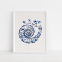 Coquille de Nautilus - Bleu côtier sur l'art mural