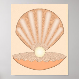 Poster Coquille d'huître et Perle Unisexe