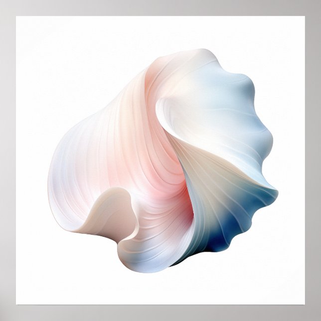 Poster Coquille rose, bleue et blanche Abstraite (Devant)