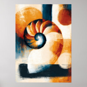 Poster Coquille spirale Uzumaki Japonaise Abstraite Moder