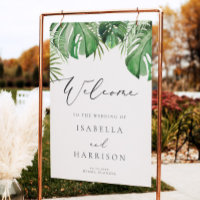 CORA Tropical Beach Palm Leaf Mariage Bienvenue