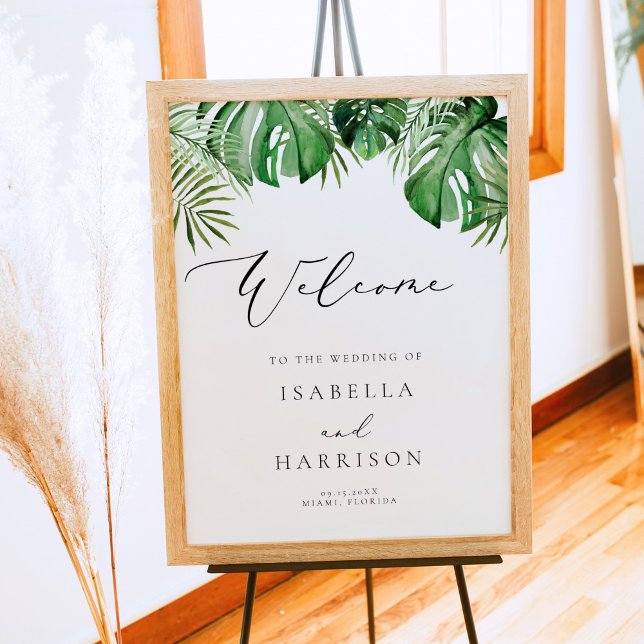 Poster CORA | Tropical Beach Palm Leaf Mariage Bienvenue (Créateur téléchargé)