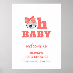 Poster Corail Bienvenue à la Baby Shower de Peach Oh Bébé