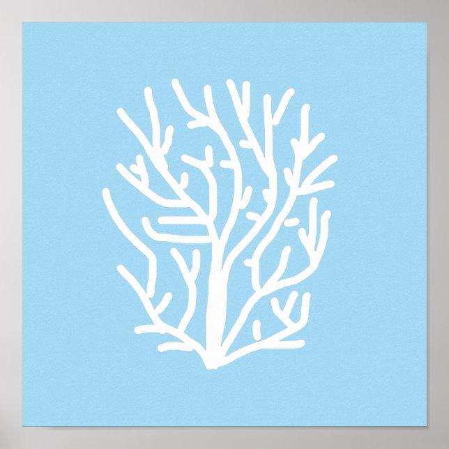 Poster Corail blanc éco océan bleu et blanc (Devant)