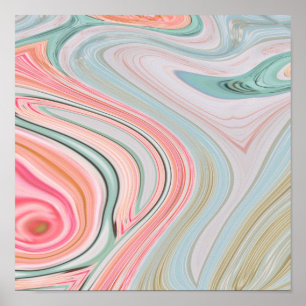 Poster corail rose vif menthe vert arc-en-ciel tourbillon