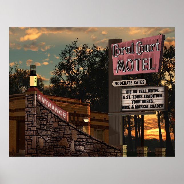 Poster Coral Court Motel sur l'affiche de la Route 66 (Devant)