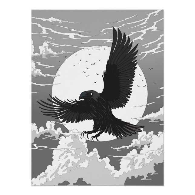 Poster Corbeau et Lune (Devant)