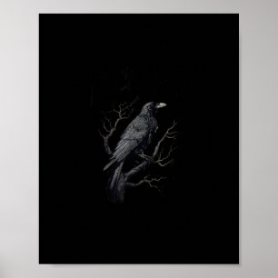 Poster Corbeau, F-Caw-F Oiseau Drôle Lune Gothique Humour