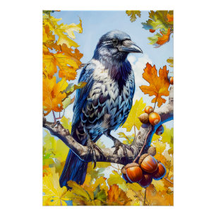 Poster Corbeau freux perché dans un chêne Impressionnisme