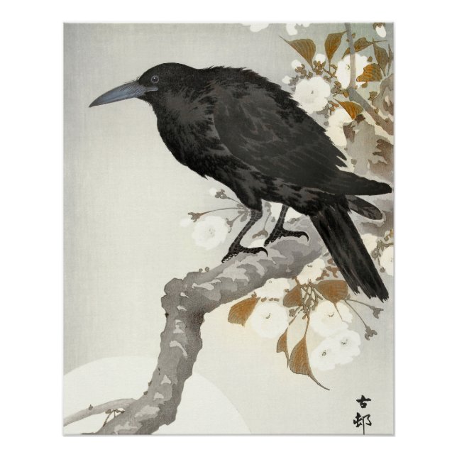 Poster Corbeau Raven Koson Oiseau japonais (Devant)