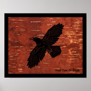 Poster Corbeau sur écorce de bouleau intérieur