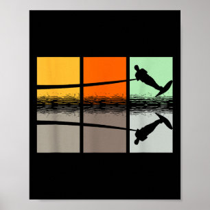 Poster Corde à ski pour amateur de vague silhouette de sk