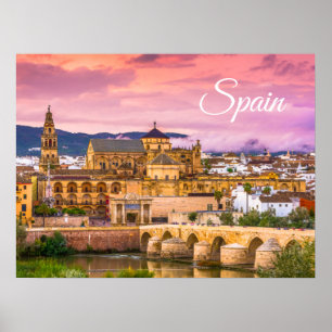 Poster Cordoue, Espagne Belle vue coucher de soleil