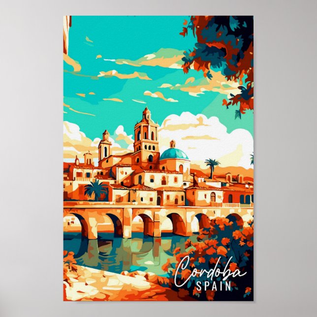 Poster Cordoue Espagne illustration d'art de voyage vinta (Devant)