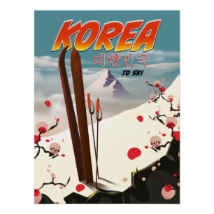 Poster Corée pour skier