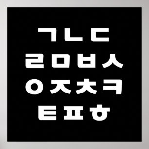 Poster Coréen Alphabet Hangul