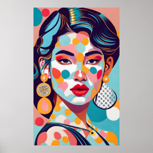 Poster Coréenne, mannequin, avec boucles d'oreilles en or