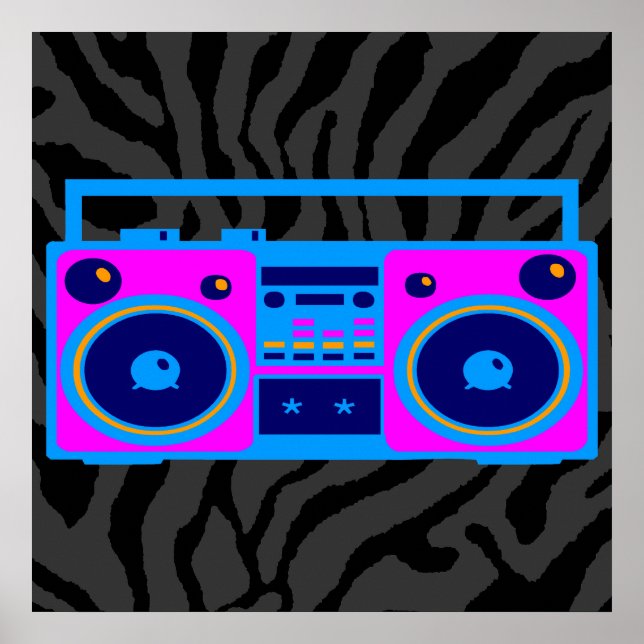 Poster Corey Tiger 80s Retro Boombox Radio (Devant)